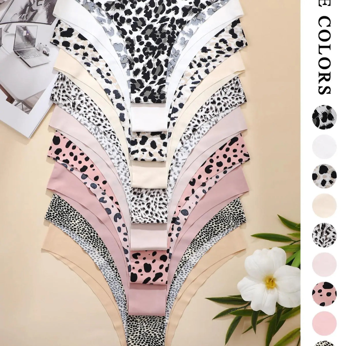 Stylish Women's Floral Heart Leopard Print Everyday Underwear Set - Comfortable Casual Fitted Lingerie in 3 to 12 Piece Packs for All Seasons