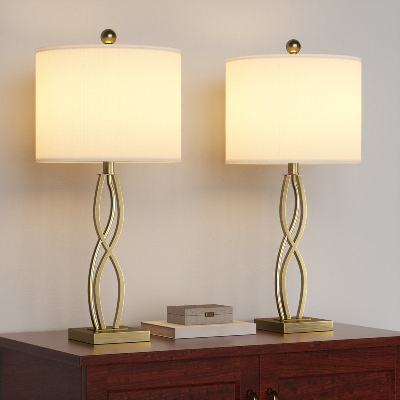 Modern gold table lamp with linen shade