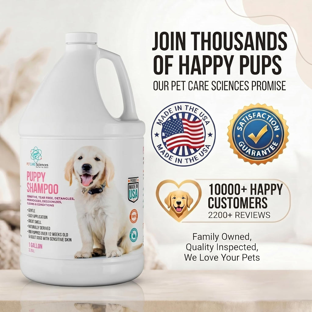 1 Gallon Hypoallergenic Tearless Puppy Shampoo and Conditioner - Itchy Skin Relief with Coconut Oil and Oatmeal - Made in the USA