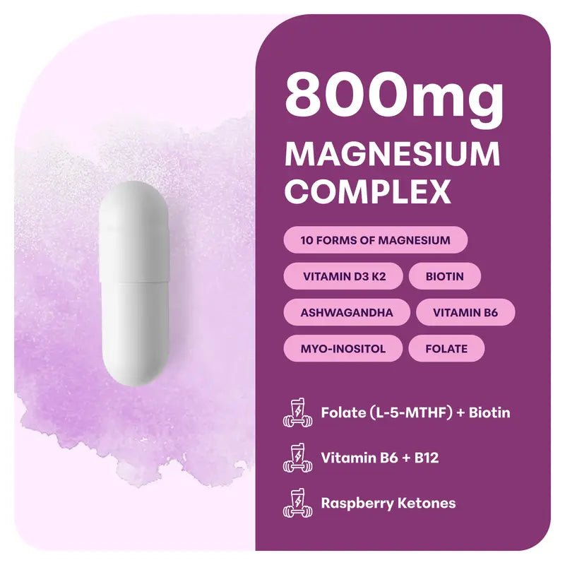 Elevate Your Wellness with Magnesium Complex for Women - 240 Vegetarian Capsules | Powerful 20-in-1 Blend with Vitamin D3, K2, Ashwagandha & More | Filler-Free & Non-GMO
