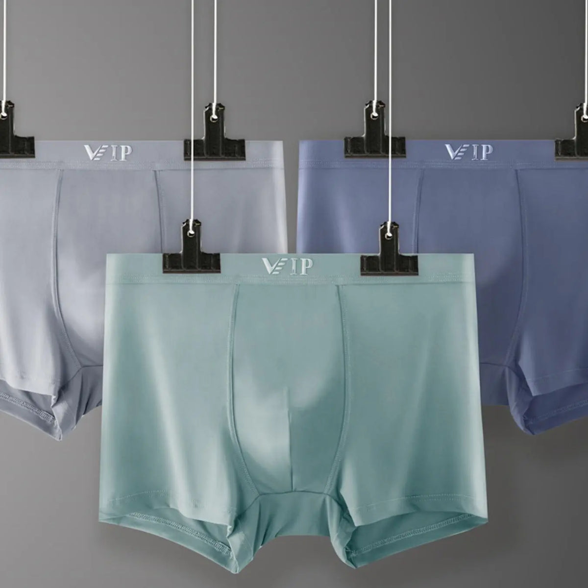 Men's VIP Letter Solid Breathable Boxer Briefs - Regular Fit Casual Underwear Set for Summer 2024