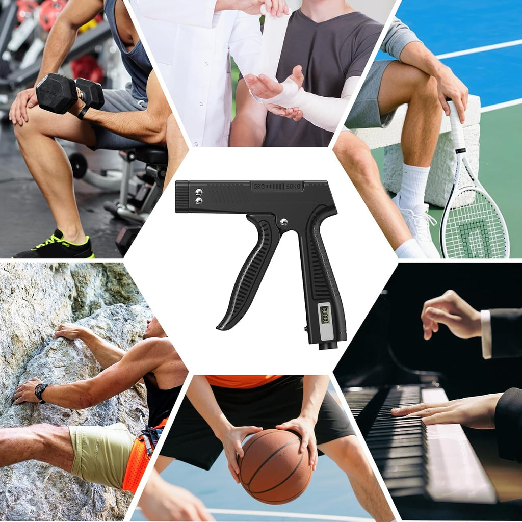Adjustable Grip Strength Trainer with Finger Exerciser and Digital Counter for Strength Training, Recovery, and Muscle Development