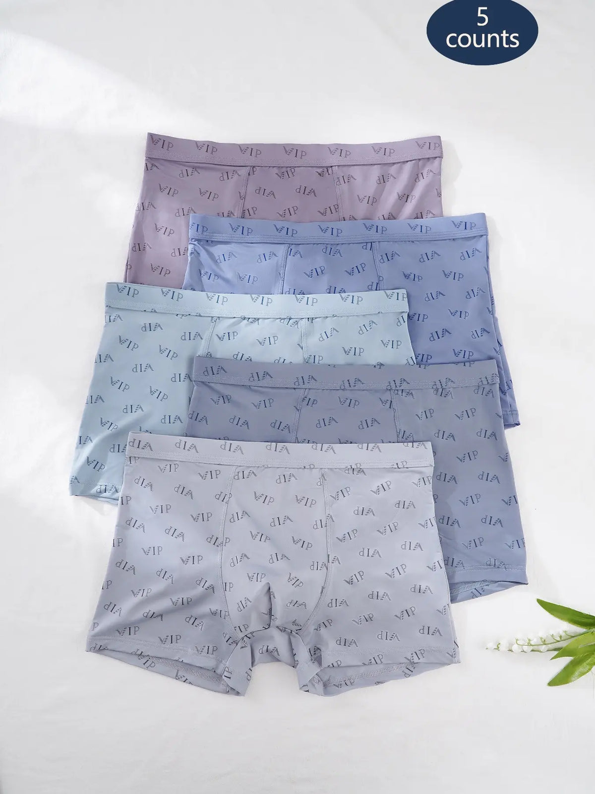 Men's VIP Letter Solid Breathable Boxer Briefs - Regular Fit Casual Underwear Set for Summer 2024