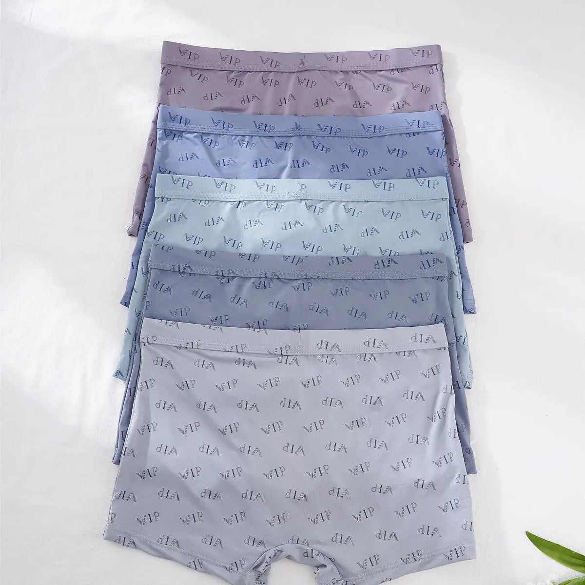 Men's VIP Letter Solid Breathable Boxer Briefs - Regular Fit Casual Underwear Set for Summer 2024