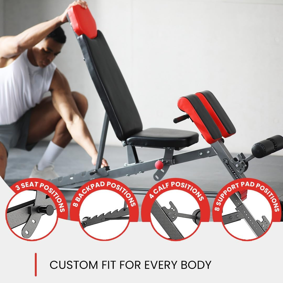 Finer Form Multi-Functional Adjustable FID Weight Bench and Roman Chair System