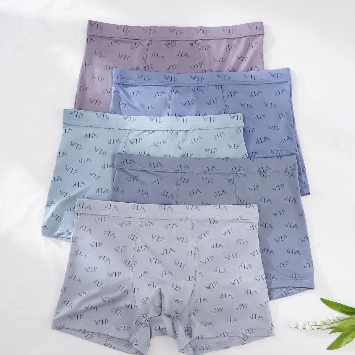 Men's VIP Letter Solid Breathable Boxer Briefs - Regular Fit Casual Underwear Set for Summer 2024