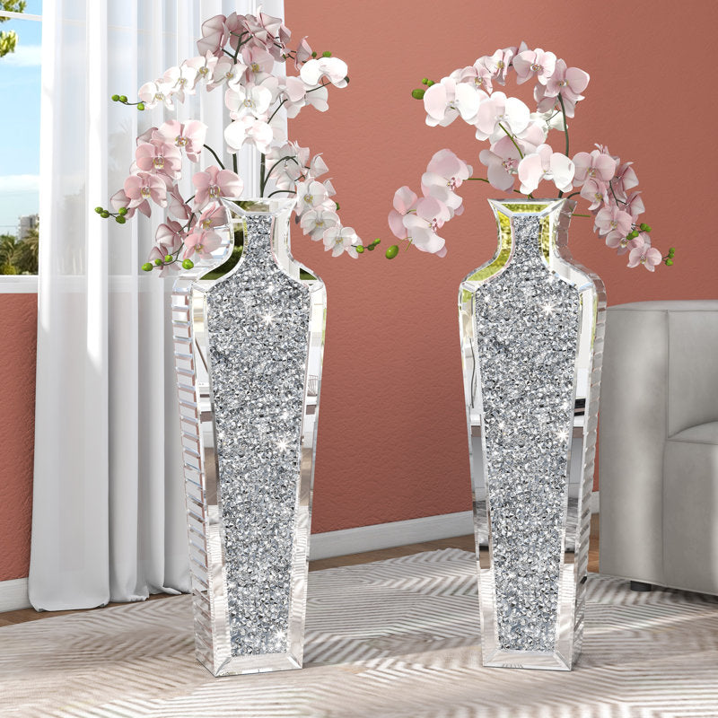 Crystal glass floor vase