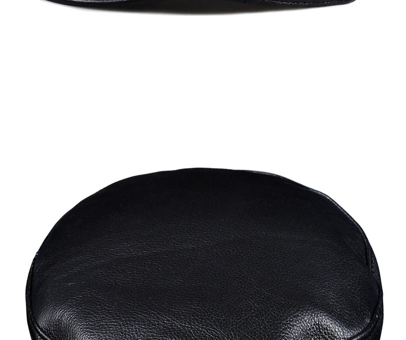 Unisex Genuine Leather Baseball Cap - Navy