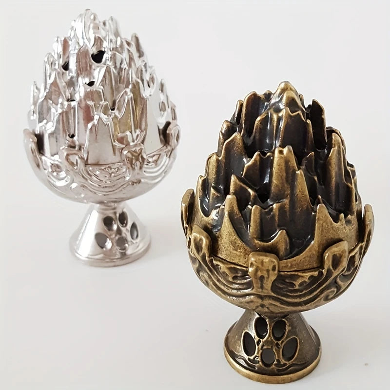 Vintage Mini Hollow Out Bohai Mountain Incense Holder Incense Holder Vintage Bronze Incense Holder, Ideal for Meditation, Yoga