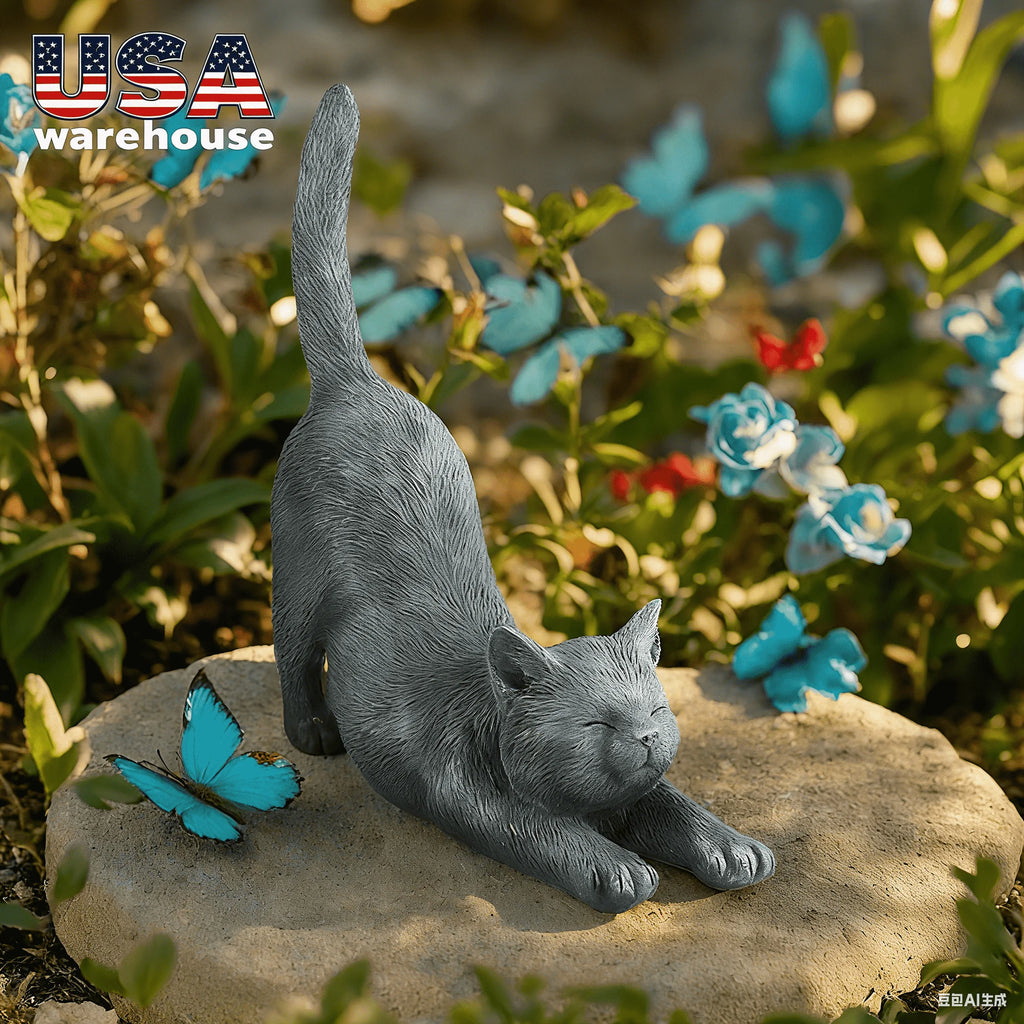 Limited Edition High Quality Yoga Cat 3D Resin Figurine Serene Weather-Resistant Indoor/Outdoor Sculpture Elegant Easter