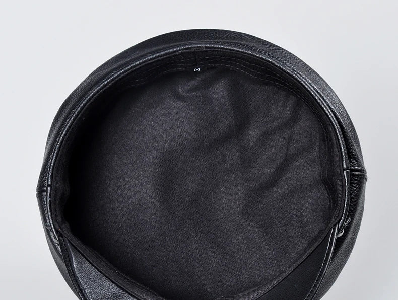 Unisex Genuine Leather Baseball Cap - Navy