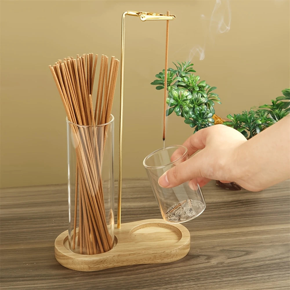 Incense Candle Stand Anti Fly Incense Holder Detachable Glass Ash Plate Incense Candle Storage Meditation Yoga Incense Furniture