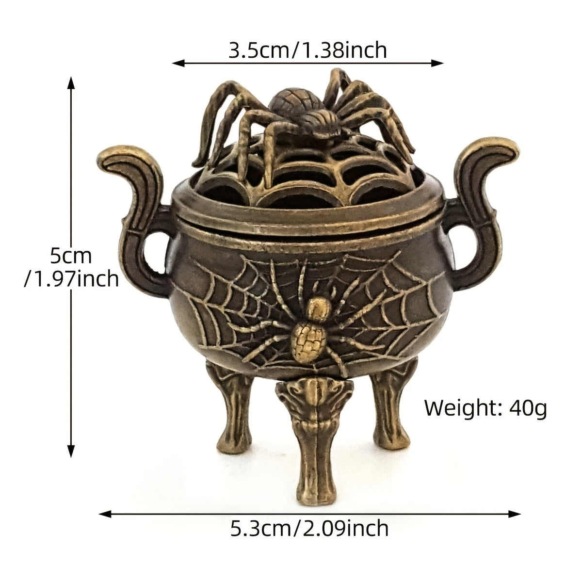 Spider Incense Holder Spider Shaped Design Tripod Lidded Alloy Incense Holder Suitable for Meditation Yoga, Spa, Home