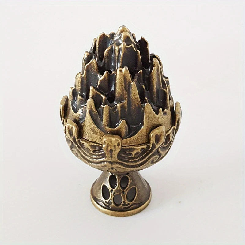 Vintage Mini Hollow Out Bohai Mountain Incense Holder Incense Holder Vintage Bronze Incense Holder, Ideal for Meditation, Yoga