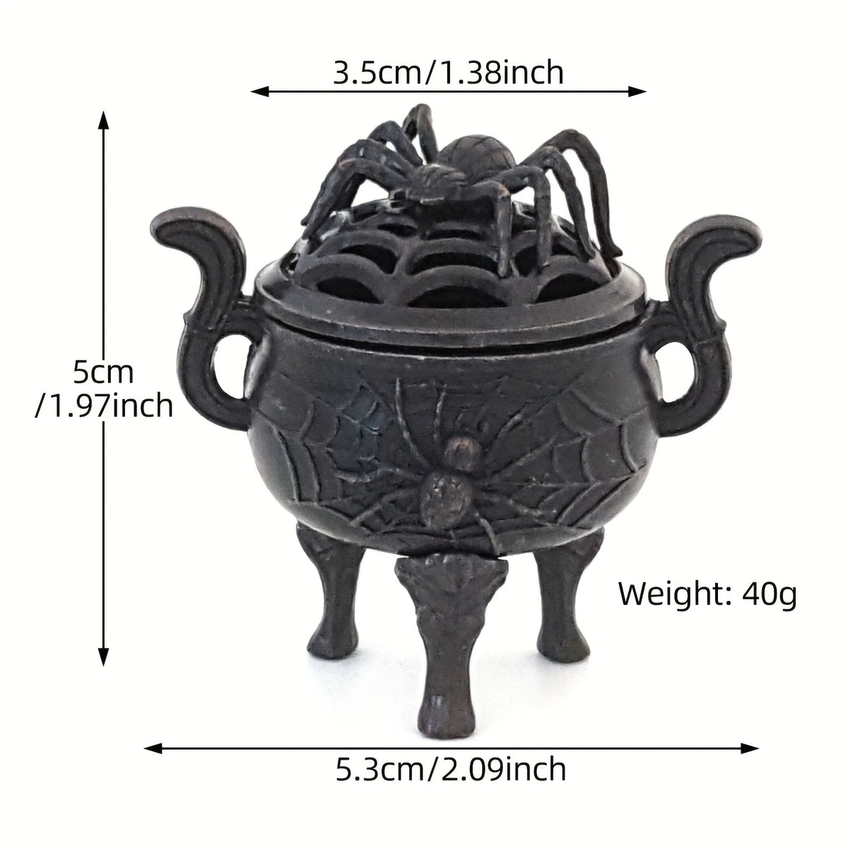 Spider Incense Holder Spider Shaped Design Tripod Lidded Alloy Incense Holder Suitable for Meditation Yoga, Spa, Home