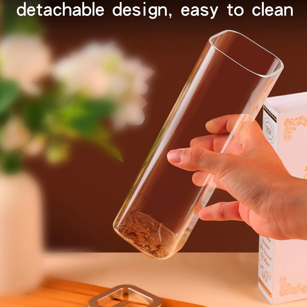 Sandalwood Incense Holder with a Glass Ash Collector Designed to Prevent Ash Spillage Perfect for Meditation Yoga