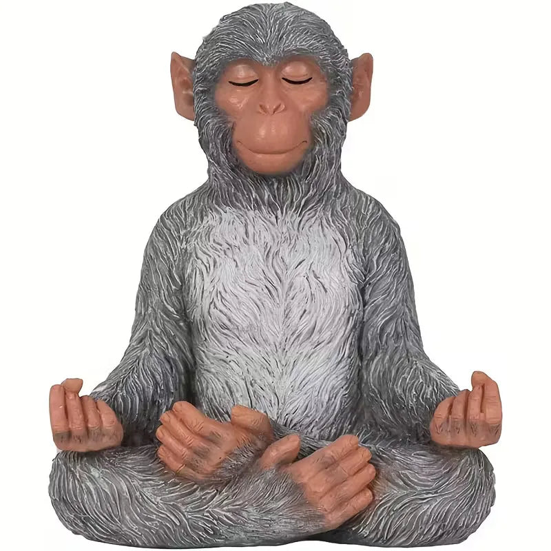 Meditating Monkey Resin Figurine - Zen Yoga Pose Design, Whimsical Outdoor Decor for Garden, Patio & Winter Holiday Displays