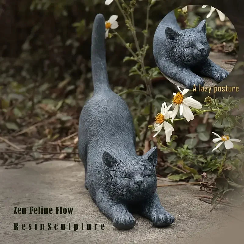 Limited Edition Yoga Cat Resin Figurine-High Quality 3D Textured Sculpture Weather-Resistant Indoor/Outdoor Decor Elegant Gift