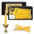20 Min Beeswax Meditation Candles, Includes Mini Candle Holder & 1pcs Wax Dots,  Yoga Prayer Mindfulness & Relaxation, 50 Pack