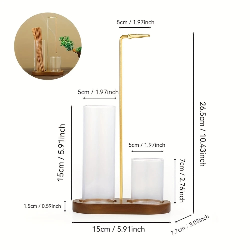 Incense Candle Stand Anti Fly Incense Holder Detachable Glass Ash Plate Incense Candle Storage Meditation Yoga Incense Furniture