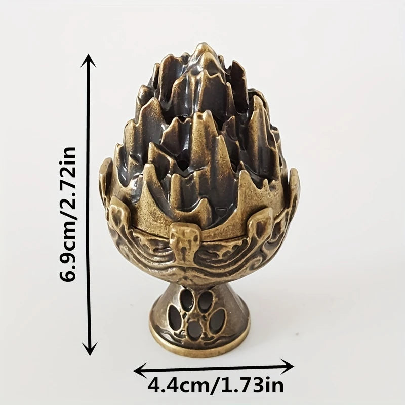Vintage Mini Hollow Out Bohai Mountain Incense Holder Incense Holder Vintage Bronze Incense Holder, Ideal for Meditation, Yoga