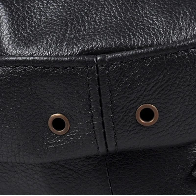 Unisex Genuine Leather Baseball Cap - Navy