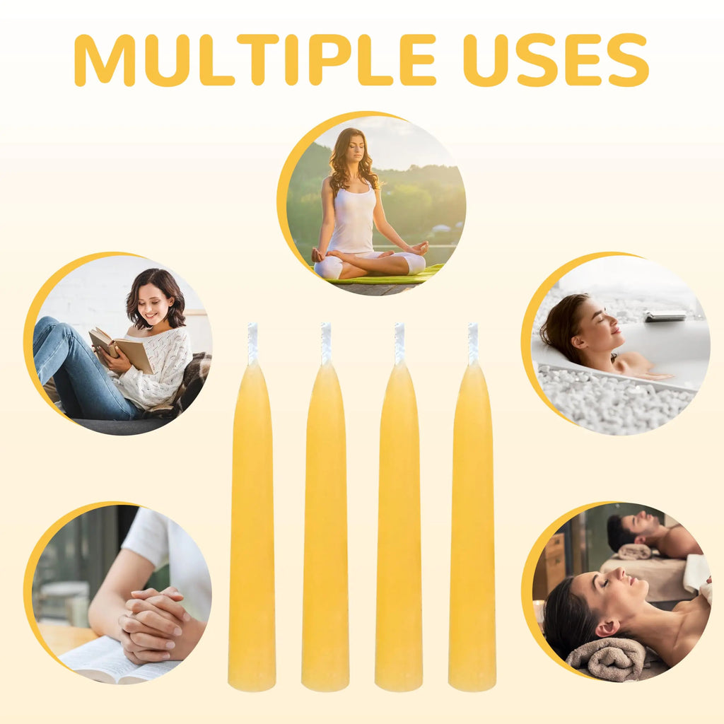 20 Min Beeswax Meditation Candles, Includes Mini Candle Holder & 1pcs Wax Dots,  Yoga Prayer Mindfulness & Relaxation, 50 Pack