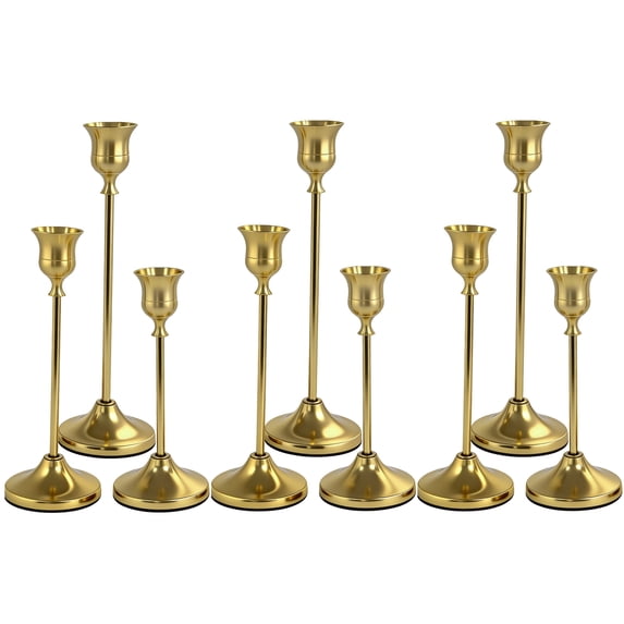 Gold candlestick holders set