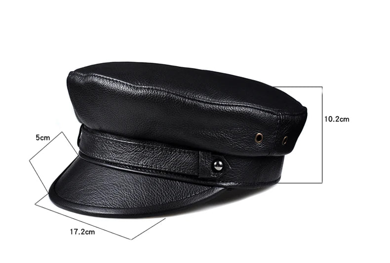 Unisex Genuine Leather Baseball Cap - Navy