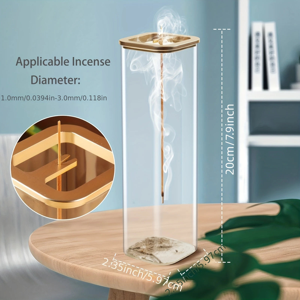 Sandalwood Incense Holder with a Glass Ash Collector Designed to Prevent Ash Spillage Perfect for Meditation Yoga