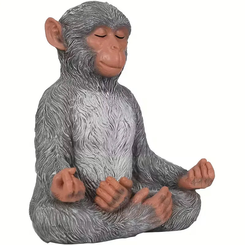 Meditating Monkey Resin Figurine - Zen Yoga Pose Design, Whimsical Outdoor Decor for Garden, Patio & Winter Holiday Displays