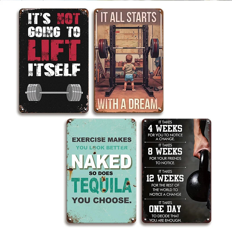 Funny Motivational Metal Sign Gym Fitness Humor Its Not Going to Lift Itself Exercise Makes You Look Better Naked Bar Decor