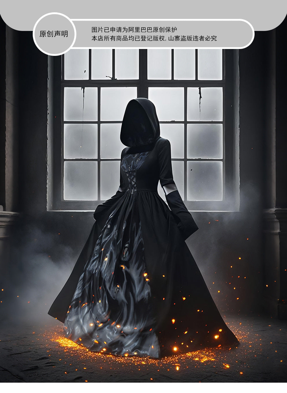 Halloween Witch Dress Costume - Hooded Skeleton Cosplay