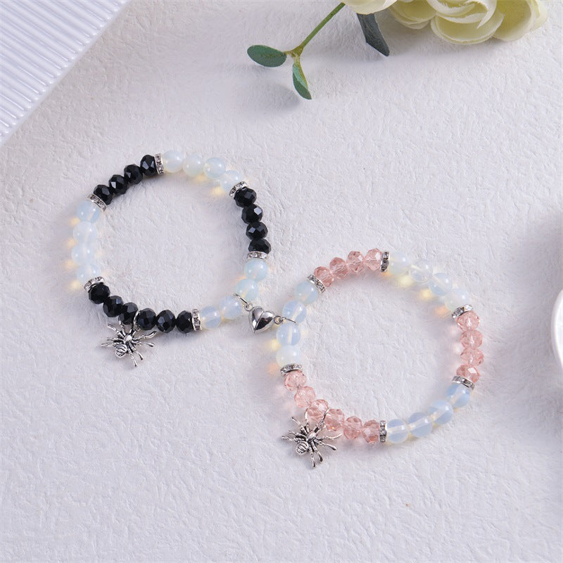 Halloween Spider Pendant Bracelet Set - Onyx Beads