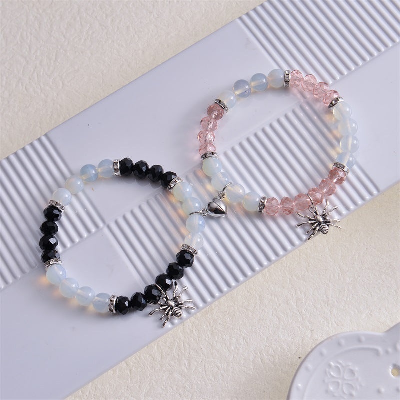 Halloween Spider Pendant Bracelet Set - Onyx Beads