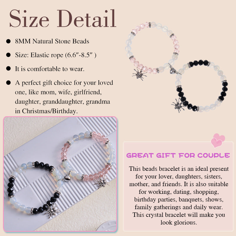 Halloween Spider Pendant Bracelet Set - Onyx Beads