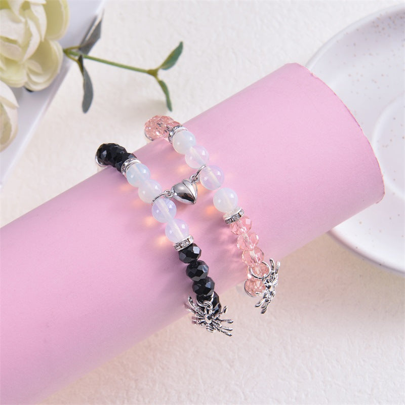 Halloween Spider Pendant Bracelet Set - Onyx Beads