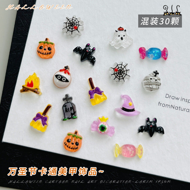 Halloween Nail Art Decoration Set - Ghost & Pumpkin