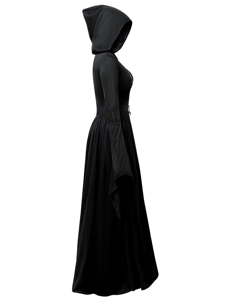 Halloween Witch Dress Costume - Hooded Skeleton Cosplay