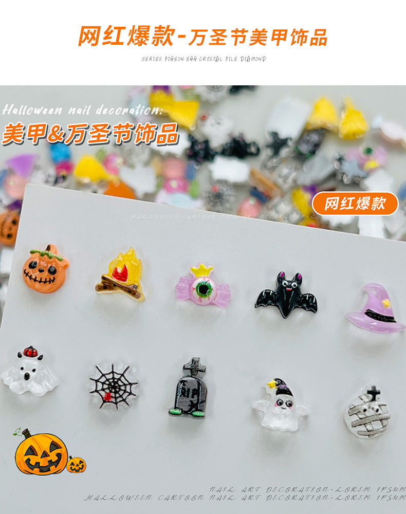 Halloween Nail Art Decoration Set - Ghost & Pumpkin