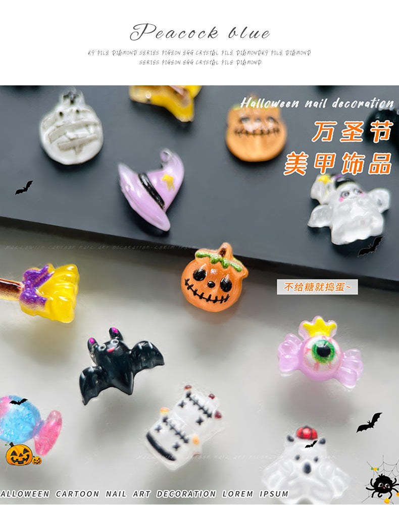 Halloween Nail Art Decoration Set - Ghost & Pumpkin