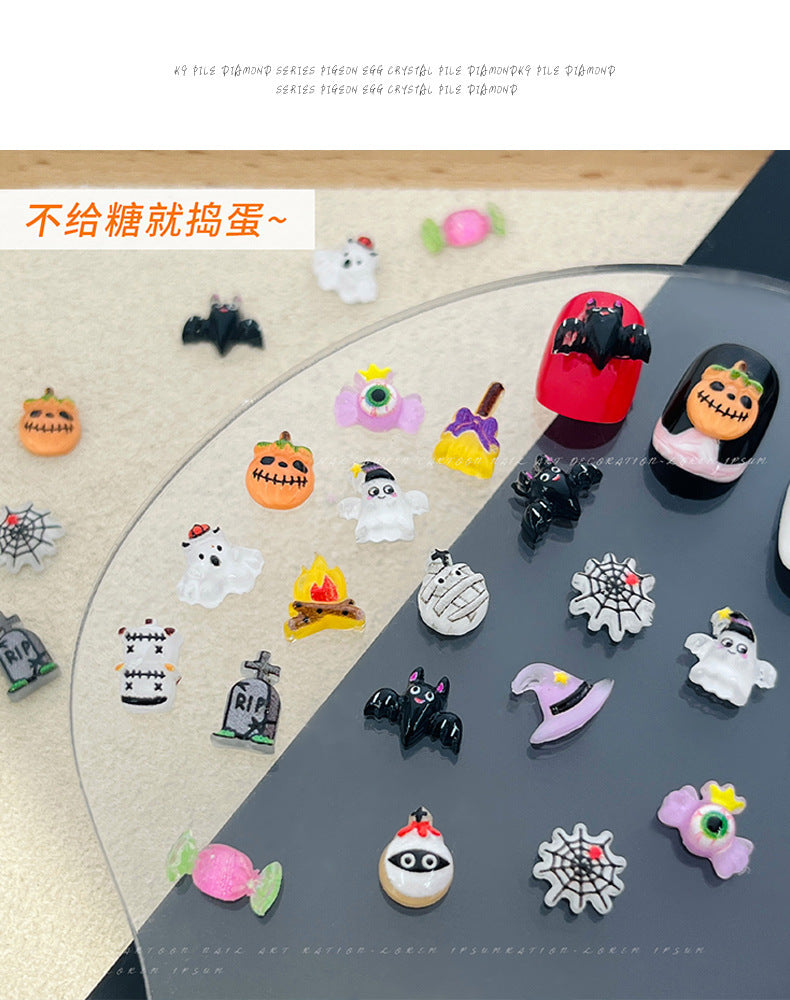 Halloween Nail Art Decoration Set - Ghost & Pumpkin