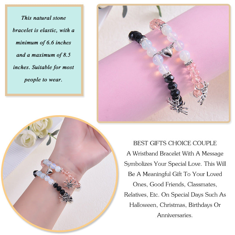 Halloween Spider Pendant Bracelet Set - Onyx Beads