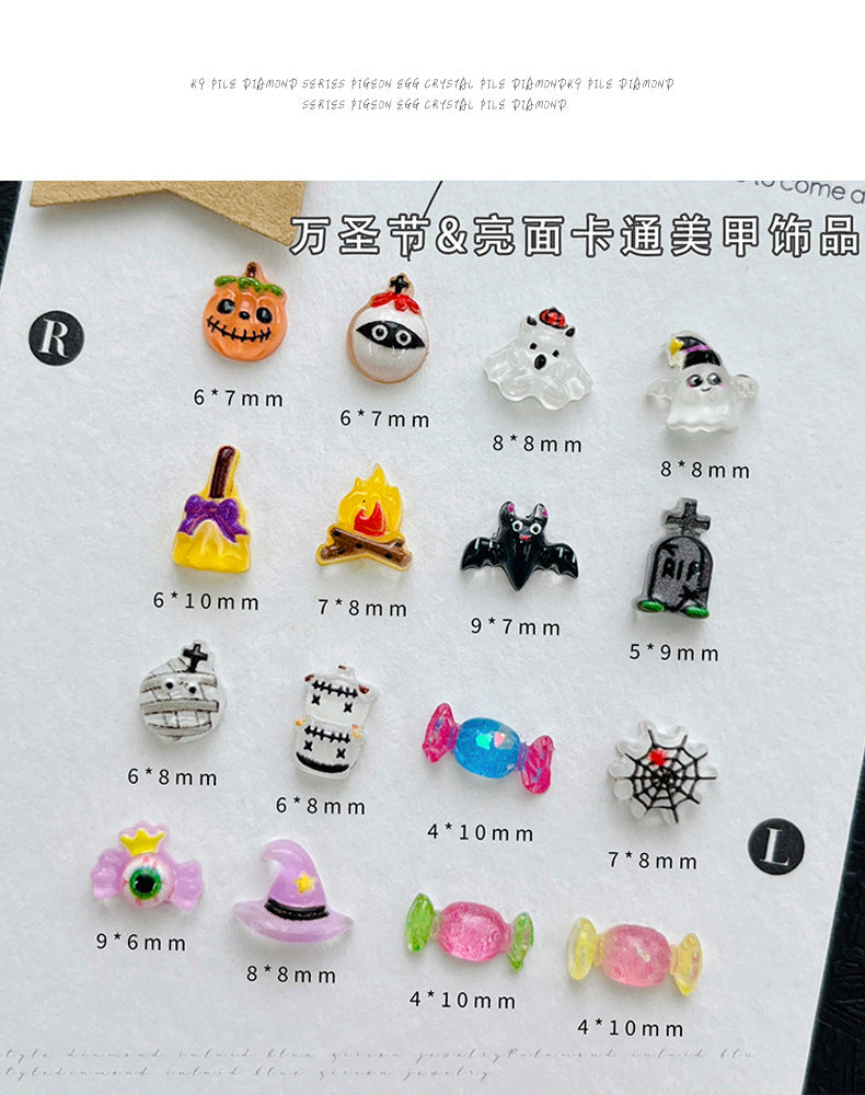 Halloween Nail Art Decoration Set - Ghost & Pumpkin