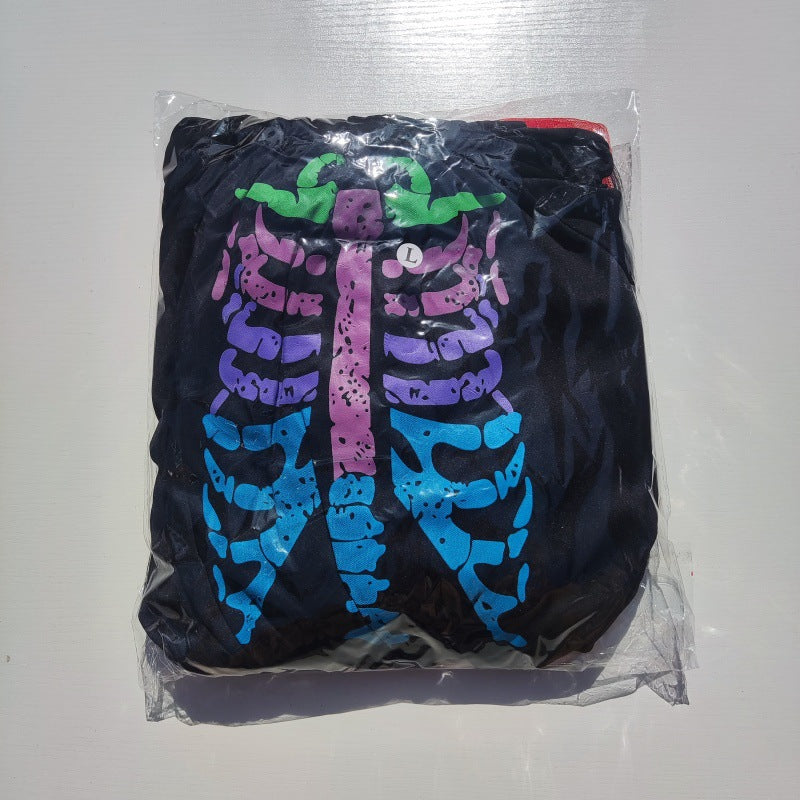 Halloween Horror Colorful Skeleton Costume Cosplay Masquerade