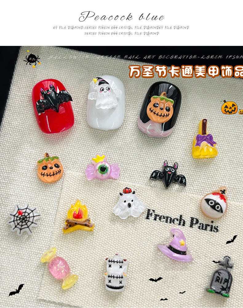 Halloween Nail Art Decoration Set - Ghost & Pumpkin