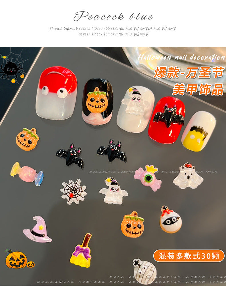 Halloween Nail Art Decoration Set - Ghost & Pumpkin