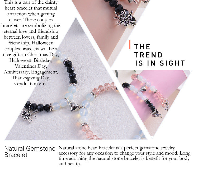 Halloween Spider Pendant Bracelet Set - Onyx Beads
