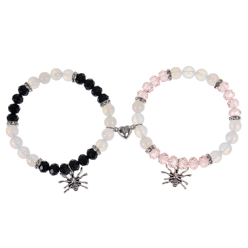 Halloween Spider Pendant Bracelet Set - Onyx Beads