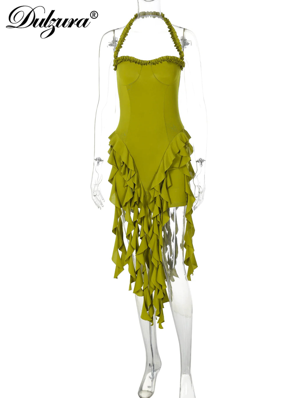 Dulzura Women's Sleeveless Halter Patchwork Mini Dress